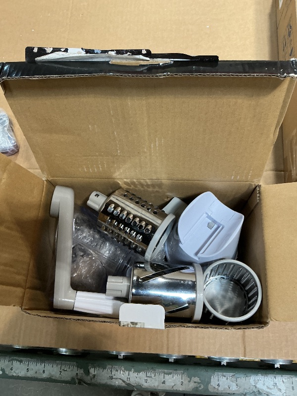 Photo 1 of **USED/ DIRTY** Geedel Rotary Cheese Grater, Kitchen Mandoline Vegetable Slicer with 3 Interchangeable Blades, Easy to Clean Rotary Grater Slicer for Fruit, Vegetables, Nuts