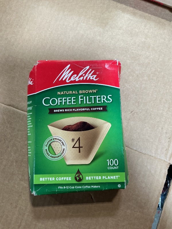 Photo 1 of **ONE PACK**Melitta #4 Cone Coffee Filters, Natural Brown, 100 Count (Pack Of 3), 300 Total Filters - Fits all 8-12 Cup Cone Coffee Makers and Pour-Overs, Compostable, Tear-Resistant