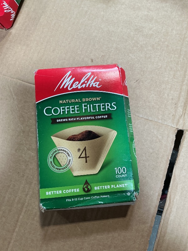 Photo 1 of **ONE PACK**Melitta #4 Cone Coffee Filters, Natural Brown, 100 Count (Pack Of 3), 300 Total Filters - Fits all 8-12 Cup Cone Coffee Makers and Pour-Overs, Compostable, Tear-Resistant