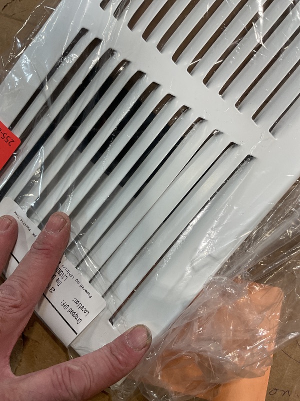 Photo 1 of **SLIGHT BEND**EZ-FLO 12 x 6 Inch (Duct Opening) Return Air Vent Cover for Wall or Ceiling, Solid Steel Return Air Grille, HVAC Vent Cover, White, 61626