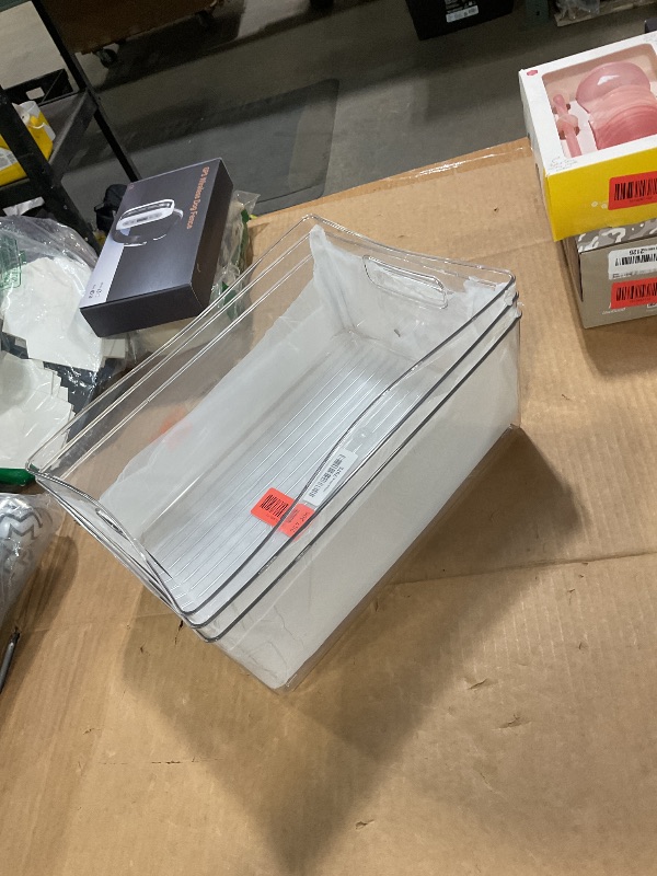 Photo 1 of **CLEAR SET OF THREE**Ytteve White Plastic Storage Bins for Shelves, Closet Kitchen Storage Containers for Pantry Bathroom Office Organization Baskets, Cabinet Organizing Containers (White, L)