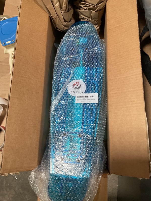 Photo 1 of HUAXIAO 22 Inch Skateboard- with Led Light Up Wheels for Beginners,Complete Mini Cruiser Retro Skateboard for Kid,Smooth Riding,Durable Polypropylene with Pu Wheels