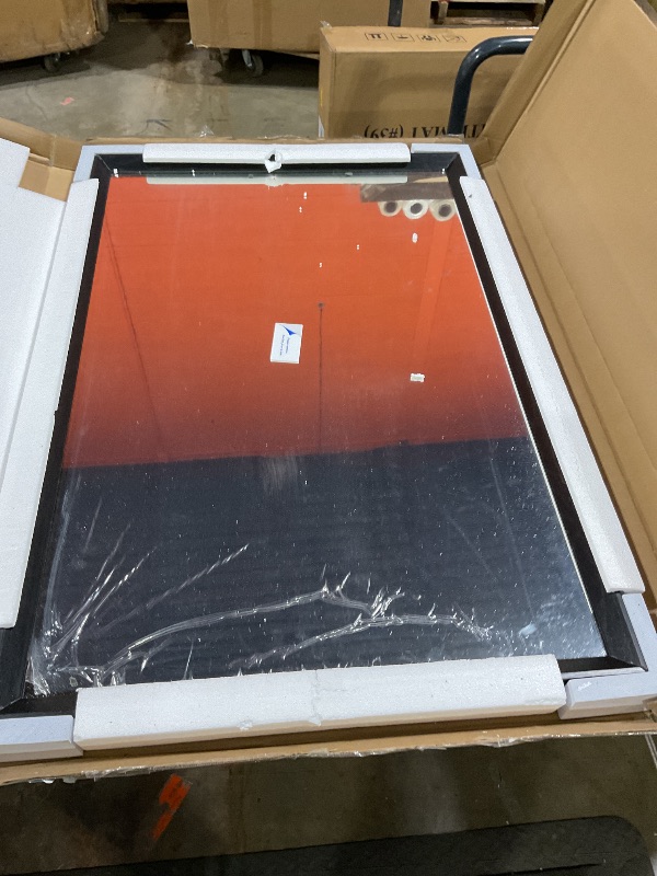 Photo 1 of ***FRAME IS DAMAGED***
JISOSO Bathroom Vanity Mirror 24x36 Inch, Matte Black Rectangle Bathroom Mirror, Anti-Rust, 4MM Tempered Glass, Wall-Mounted Mirror, Hangs Horizontally or Vertically for Bathroom & Bedroom