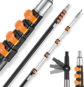 Photo 1 of ** ONE CAP IS DAMAGED**VEVOR Telescopic Extension Pole, Multi-Purpose Extension Pole, Sturdy Aluminum Alloy Paint Extendable Pole with Flip-Lock Design, Telescopic Pole for Painting, Dusting and Cleaning
