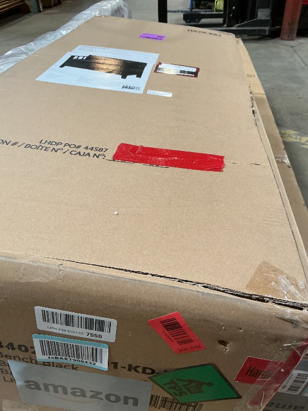 Photo 1 of ***FOR PARTS ONLY / MISSING ASSEMBLY PIECES*** Linon Carlton Padded Bench, 44.5"W x 17"D x 30"H, Black