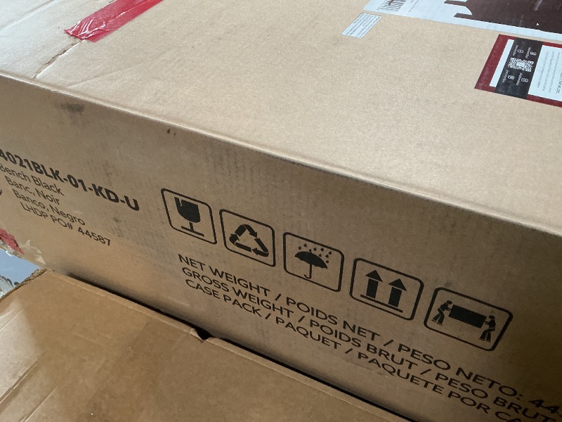 Photo 1 of ***FOR PARTS ONLY / MISSING ASSEMBLY PIECES*** Linon Carlton Padded Bench, 44.5"W x 17"D x 30"H, Black