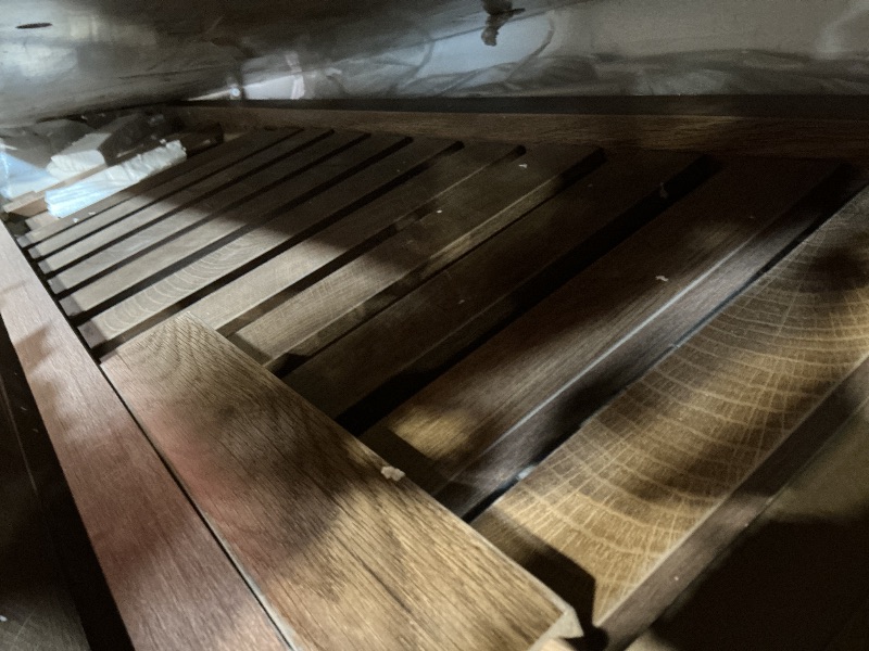 Photo 1 of ** MAJOR DAMAGE SELLING FOR PARTS**Tribesigns 55" Wood Entryway Bench with Shoe Storage, Large 2-Tier Narrow Hallway Foyer Seating Bench with Open Shelves for Entryway, Bedroom, Mudroom