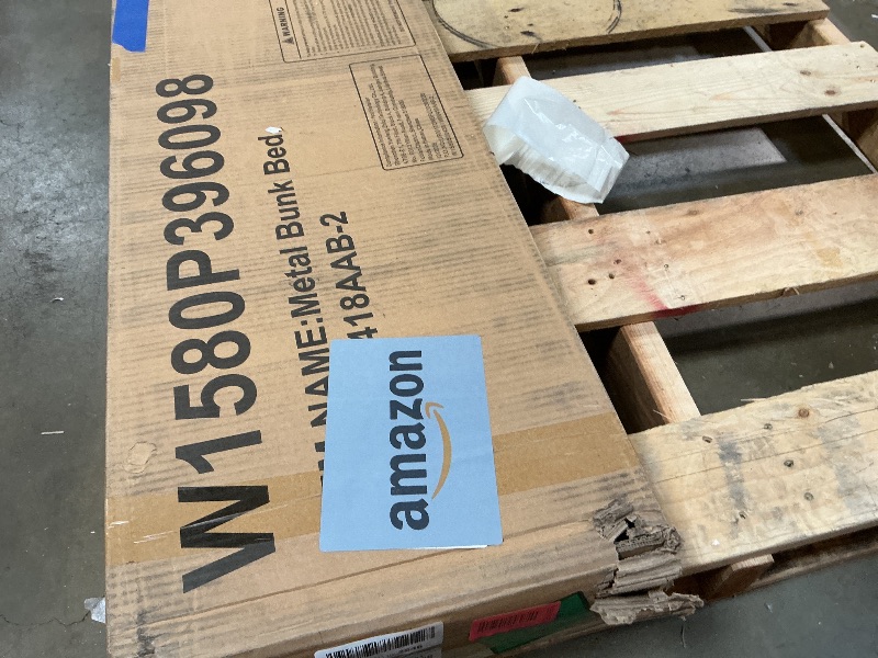 Photo 1 of ** SELLING AS PARTS IN PARTIAL SET. ONE BOX OF TWO. ** Twin Over Twin Over Twin Triple Bunk Bed for Kids,3 Bed Bunk Beds for 3,Metal Triple Bunk Beds with Built-in Desk,Separates Into 3 Twin Beds,Noise Reduced Structure,Black