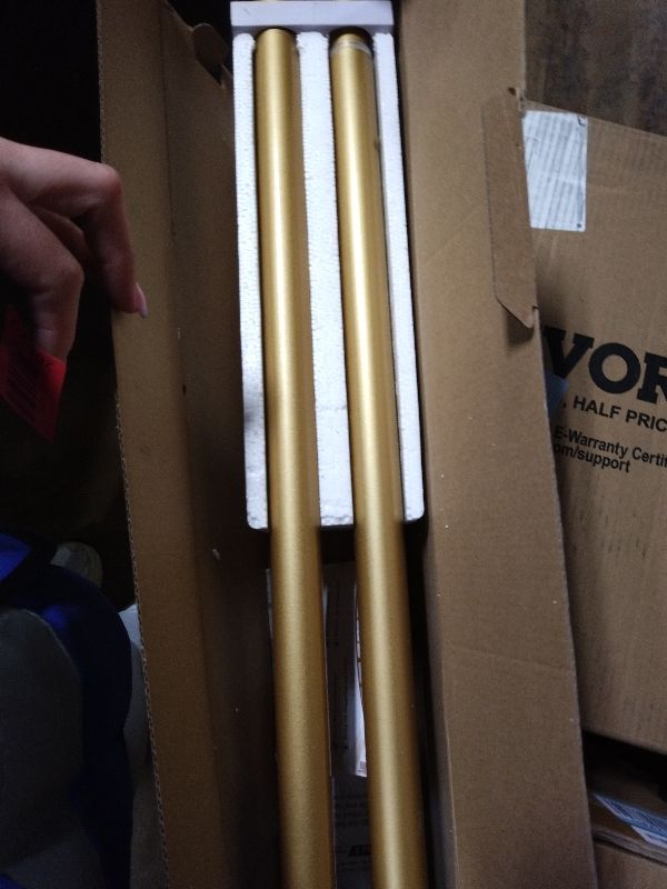 Photo 1 of 1 Inch Gold Curtain Rods for Windows 72 to 144 Inches (6 to 12 ft), USFOOK Telescoping Single Drapery Rod, Decorative Curtain Rod with Luxury Translucent Finials