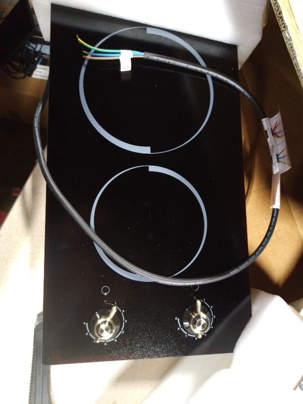 Photo 1 of 2 Burner Electric Cooktop - Built-in 3000W Two Burner Electric Stove, 220V Ceramic Cook Top with 9 Power Heating Levels, Knob Control, 220V - 240V Hard Wired (No Plug)