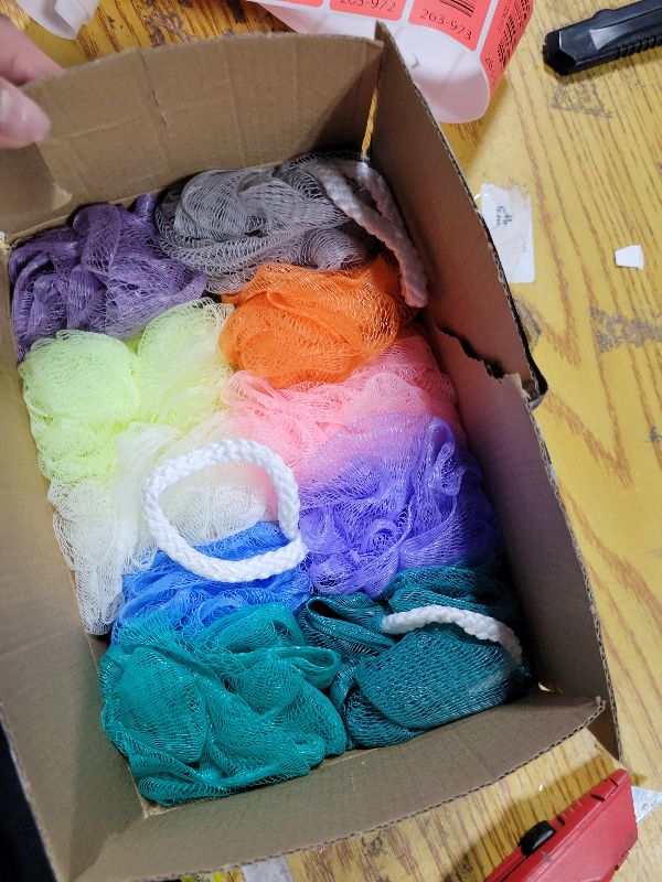 Photo 1 of 10 Pack of Bath Loofah Shower,Small Size Sponge Pouf Body Scrubber Exfoliator Scrubber Ball,Mesh Bath and Shower Sponge for Kids Women Men Body Wash Bathroom