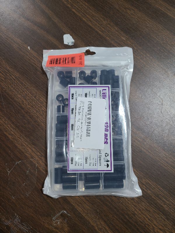 Photo 1 of 120PCS Black Hardware Spacer Bracket ABS Nylon Round Spacers Assortment Kit Without Threaded, ID 6.2mm, Length 20mm 18mm 15mm 12mm 10mm 8mm 6mm 5mm 4mm 3mm Plastic Spacers Standoff for M6 Screws