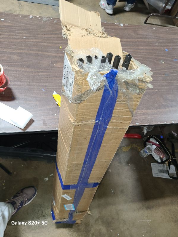 Photo 1 of 16 Pcs Wrought Iron Balusters for Staircase, 1/2" x 44" Rectangular Hollow Iron Spindles Deck Balusters with 32 Fixed Swivel Shoes, Deck Railing for Indoor Stairs - Matte Black