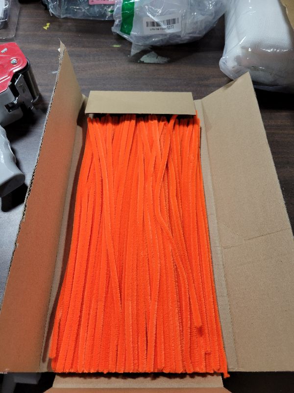 Photo 1 of 100pcs Orange Pipe Cleaners Chenille Stems for DIY Art & Crafts with Googly Eyes 100pcs (12inch x 6mm)