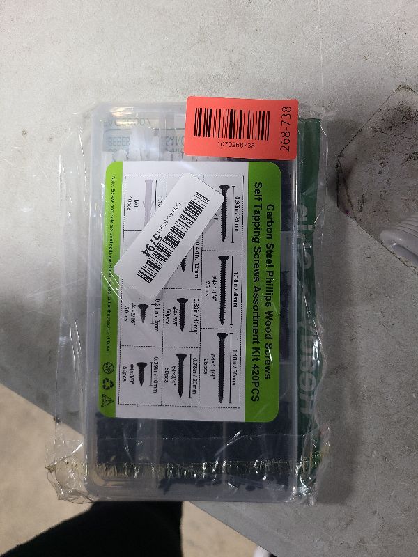 Photo 1 of #4 Flat Head Small Wood Screws Assortment kit 420Pcs, Black Phillips Short Screw, Carbon Steel, Cabinet Hinge Mounting, Electronics DIY Micro Screws Fasteners Set, Contains 20pcs M6 Screw Anchors