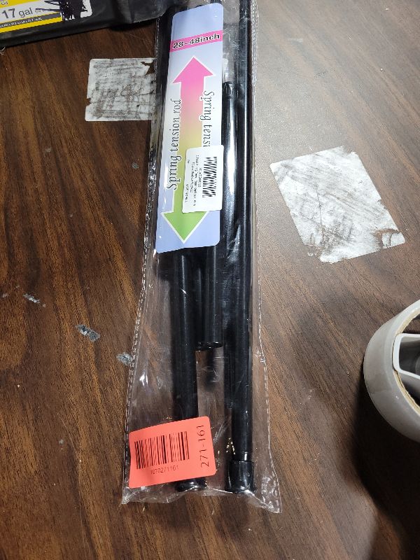 Photo 1 of 2 Pack Spring Tension Rods 28-48 Inches,5/8" Diameter Black Spring Loaded Curtain Rods,Adjustable Small Short Tension Curtain Rod for Windows,Kitchen, Doorway,Bathroom,Cupboard Bars