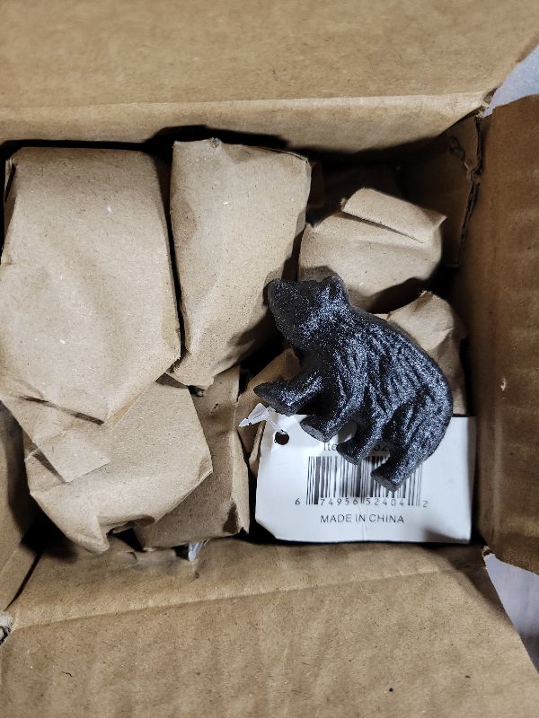 Photo 1 of 12 Pack Cast Iron Bear Cabinet / Drawer Pulls – Rustic Black Matte Finish – 2” Wide Bear Shaped Knob Handles – Includes 1” Mounting Screws – Perfect for Rustic, Lodge, Cabin, or Mountain Decor