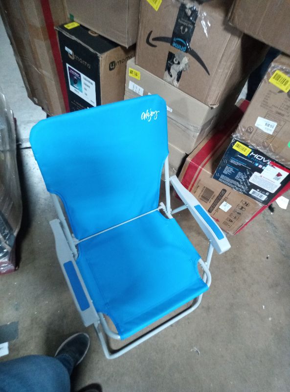 Photo 1 of #WEJOY Folding Beach Chair for Adults, Lightweight Beach Chair with Shoulder Straps, High Back Camping Chairs with Hard Armrest, Supports 300lbs for Outdoor Lawn Concert (Blue)