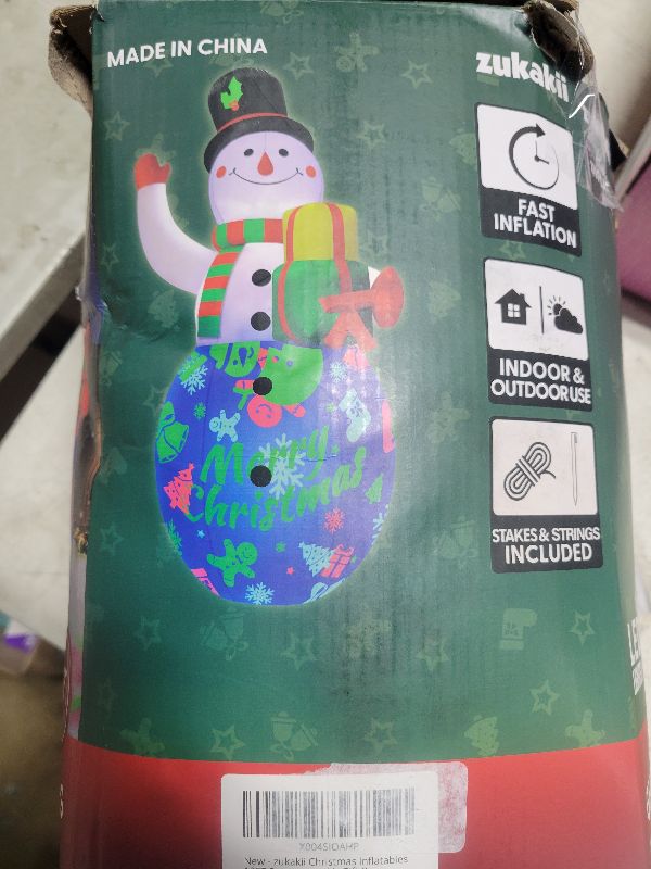Photo 1 of 12FT Giant Christmas Inflatables Snowman Decorations Built-in Music Box & 360° Rotation 3-Colored LEDs Huge Christmas Inflatable Large Tall Snowman Christmas Blow Ups Decoration Outdoor Xmas New Year