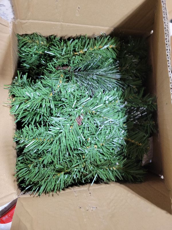 Photo 1 of [ Timer & 8 Modes ] 9 Ft by 10 Inch 50 LED Prelit Christmas Garland Decorations Warm White Lights Thick 270 Snowy Tips 70 Red Berry 10 Pinecone Xmas Decor Garland Indoor