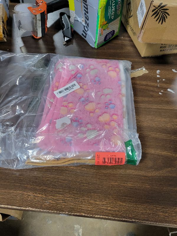 Photo 1 of 1 Pack 3 Blankets Super Soft Fluffy Premium Fleece Pet Blanket Flannel Paw Printed Throw for Dog Puppy Cat (Small 23x16'', Brown, Pink, White)