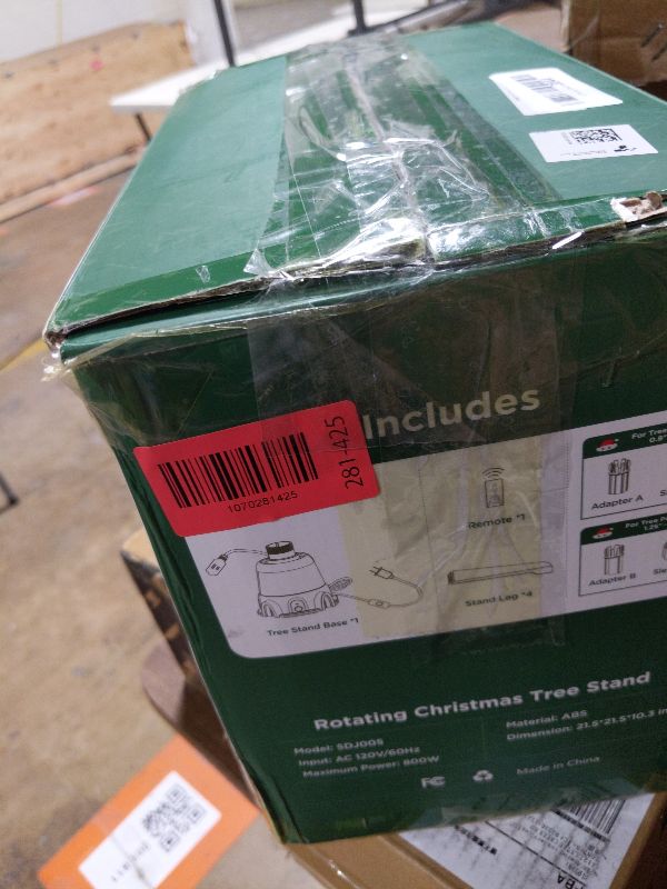 Photo 1 of (2025 Upgrade) Rotating Christmas Tree Stand with Remote Control, Stable 360 Revolving Tree Base Stand, Up to 7.5ft 90lb. Adjustable Christmas Tree Holder for Xmas Tree, Artificial Tree (Green)