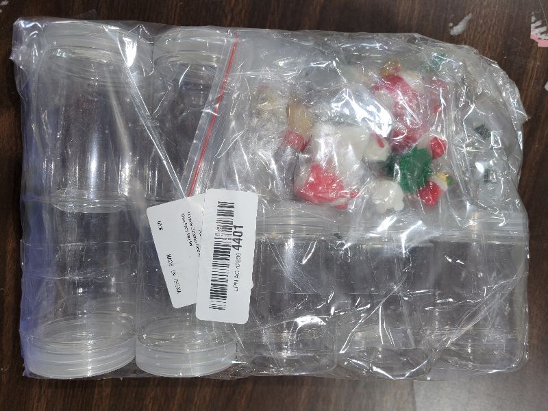 Photo 1 of 14 Set Christmas DIY Clear Snow Globes Kit Includes Plastic Jars Containers Resin Artificial Mini Christmas Trees Santa Snowman with Fake Artificial Snow for Xmas Winter Craft Party Supplies