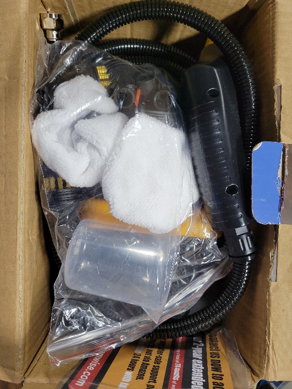 Photo 1 of 10S Fast Heating Heavy Duty Steam Cleaner 7 Adjustable Levels, 1.6 Quarts Tank, Continuous Spray, Natural Deep Cleaner, Portable Handheld Steamer with 15 Accessories for Home, Car, Tile (Yellow)