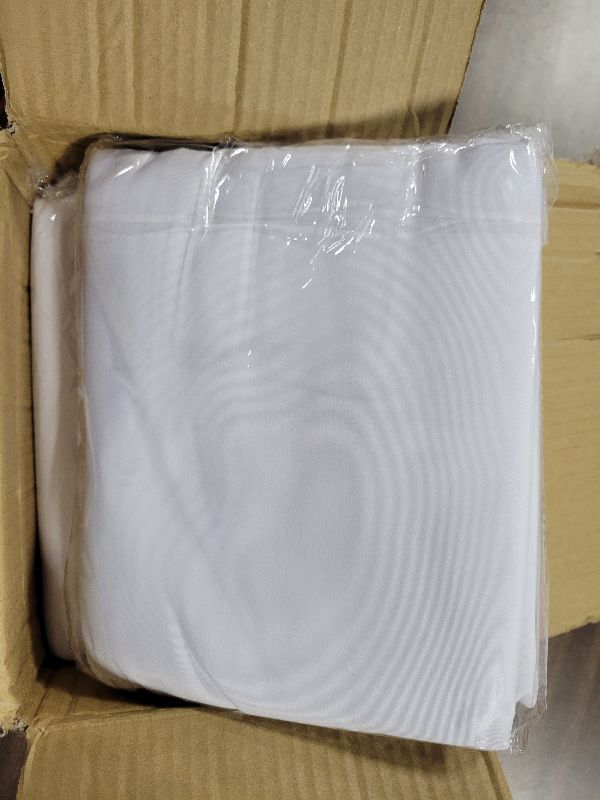 Photo 1 of 12 Pack White Table Cloth 60 x 126 Inch Rectangular Tablecloths for 8 Foot Rectangle Tables, Wrinkle Resistant White Tablecloth Washable Polyester Fabric Table Covers for Buffet Wedding Party Banquet