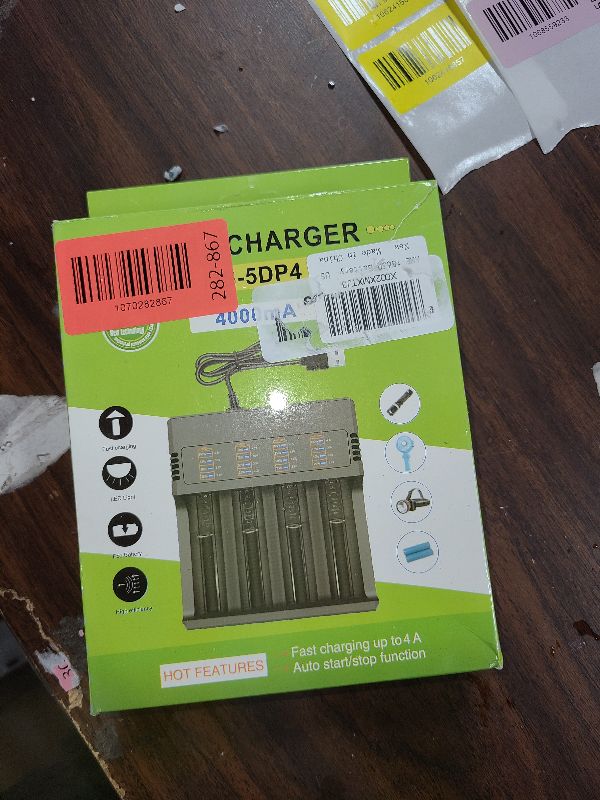 Photo 1 of 18650 Battery Charger, 4 Bay USB Smart Lithium Battery Charger with Scrolling Display, Compatible with Over 26650/21700/18650/18490/16340/14500/10440 Models, Suitable for 3.7-4.2V Lithium Batteries