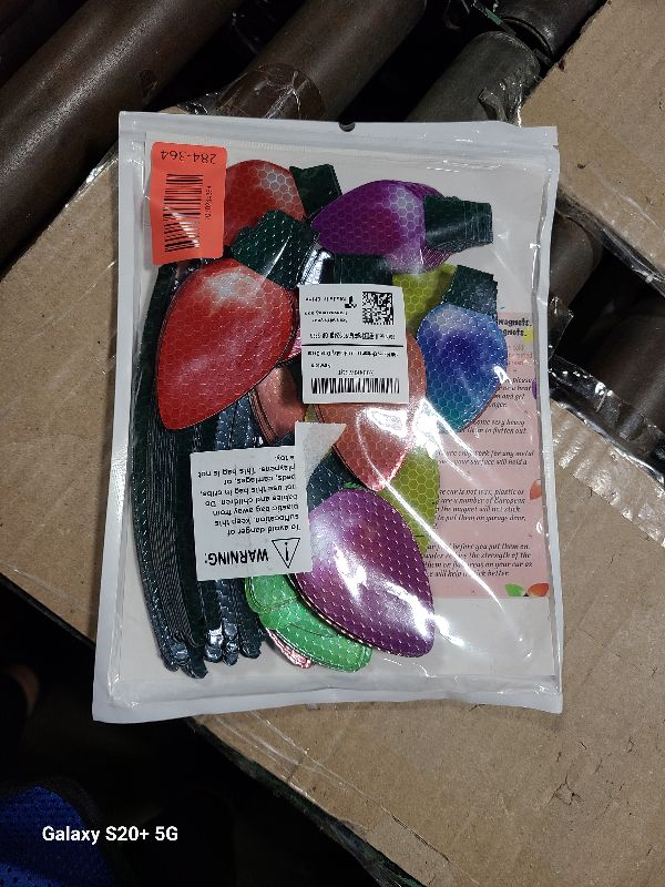 Photo 1 of 190PCS Christmas Car Refrigerator Decorations - 90 Reflective Bulb Light Shaped Magnets 100 Magnetic Wires Ornaments Set Xmas Holiday Cute Decor