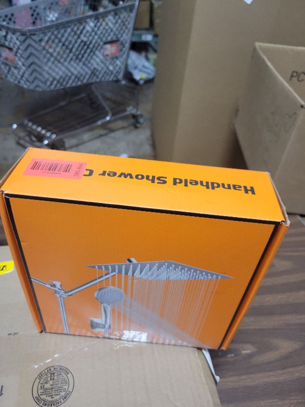 Photo 1 of 10 inch Rain Shower Head with Handheld Spray Stainless Steel, High Pressure Square Rainfall Showerhead Combo with 6 Handheld Sprayer, Detachable Shower Heads Waterfall Shower for Bathtub