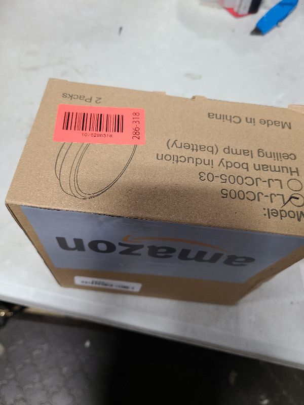 Photo 1 of 2-Pack Battery Operated Motion Sensor LED Ceiling Light, 7.2inch Flush Mount Light Fixture 6000K, Wireless Motion Activated Ceiling Lamp in 400LM for Closet Pantry Laundry Stair(Battery Not Included)