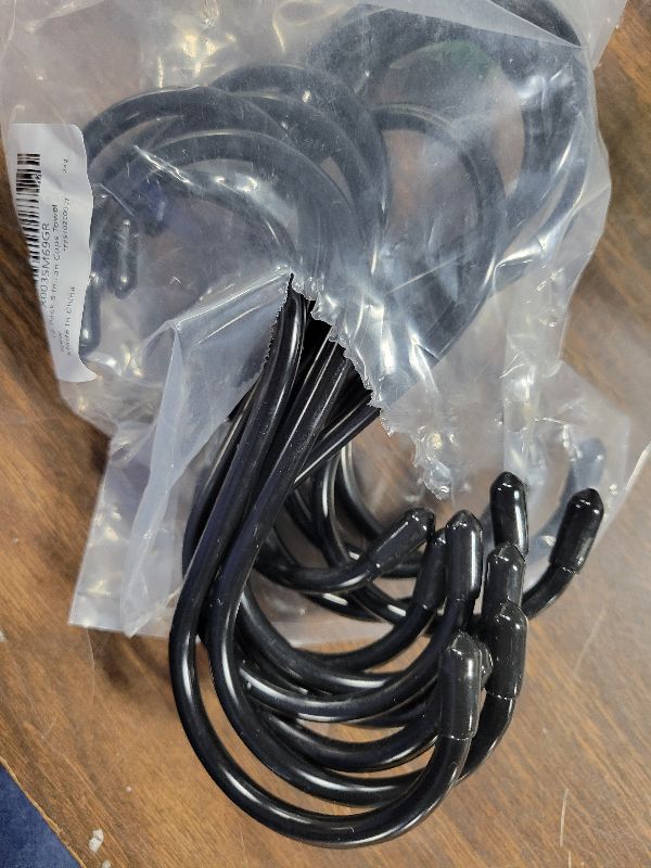Photo 1 of 12 Pack 5 Inch S Hooks for Hanging, Large Vinyl Coated Closet Hooks Non Slip Heavy Duty, Rust Proof Steel Black Metal S Hooks for Hanging Jeans Plants Clothes Bag Purse Bird Feeder Pot Pan Cups Towel