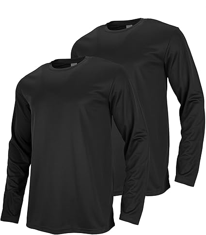 Photo 1 of **MSRP 14.99**2 Pack Mens Long Sleeve Breathable Tee Shirts Quick Dry Athletic Moisture Wicking Polyester Running Classic Workout T-Shirts