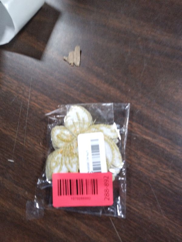 Photo 1 of 10 Pieces Blooming Lotus Embroidered Applique Orchid Flower Iron on Patches Sew on Badge Stickers for Clothes Backpack Repairing Embellishment Decorations (Gold)