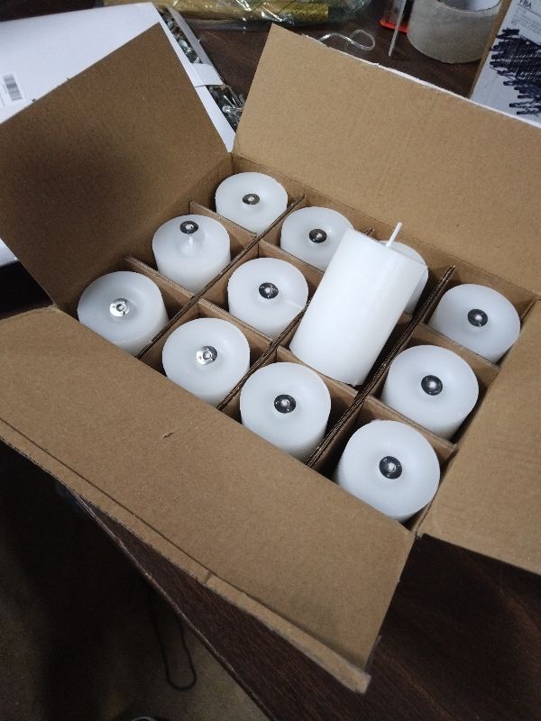 View 2 of 2"x3" White Pillar Candles, Hand-Poured Candles Set of 12, Emergency Candles, Dripless Pillar Candles for Weddings, Parties, Halloween, Church, Home Décor