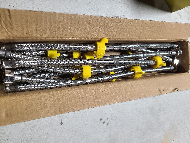 Photo 1 of 10PK 16 Inch Faucet Supply Lines, 3/8" Comp x 1/2" FIP Sink Hose Faucet Hose Connector, for toilet hose for Bathroom Kitchen Water Supply with Stainless Steel Braided Supply Line & Faucet Hose Wrench