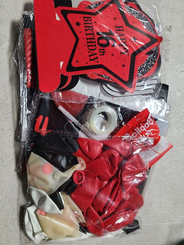 View 2 of 16th Birthday Decorations for Boys Girls Red Black, Sweet 16 Party Decorations with Happy 16th Birthday Banner Backdrop 16 Balloon Numbers Honeycomb Centerpieces Tablecloth 16 Years Old Party Supplies