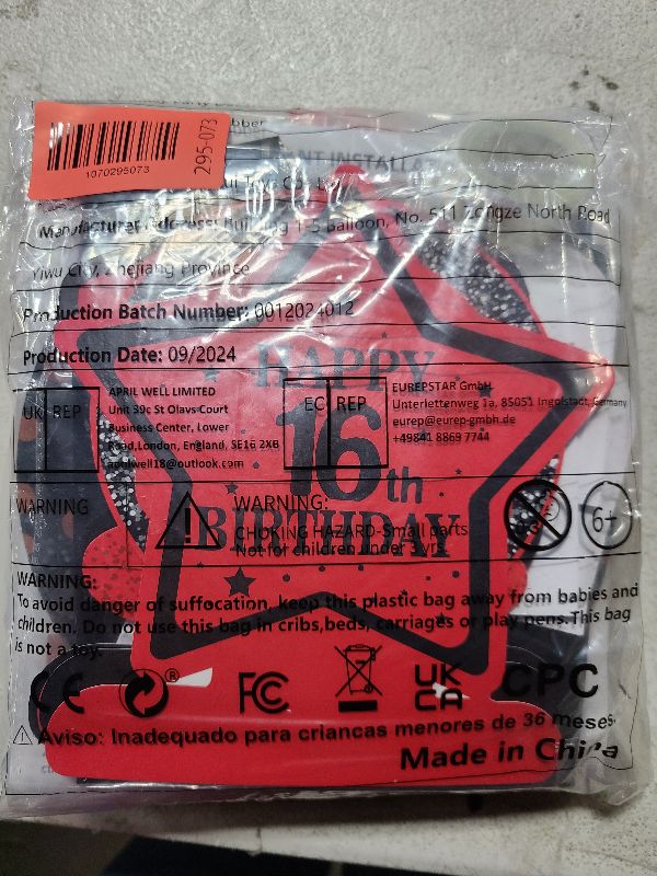 View 3 of 16th Birthday Decorations for Boys Girls Red Black, Sweet 16 Party Decorations with Happy 16th Birthday Banner Backdrop 16 Balloon Numbers Honeycomb Centerpieces Tablecloth 16 Years Old Party Supplies