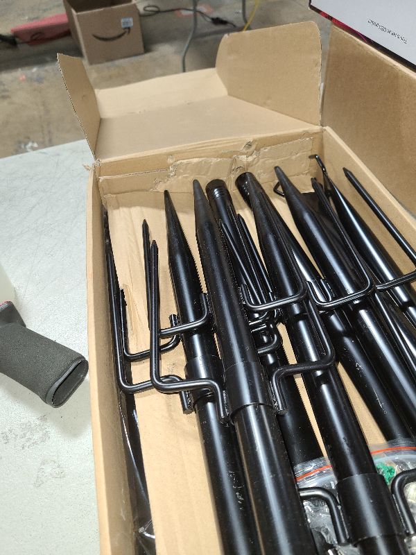 Photo 1 of 10Ft String Light Poles 4 Pack,Light Poles for Outside Lights,Outdoor with Fence Brackets Hanging Lights,Metal Stand Deck Patio Backyard