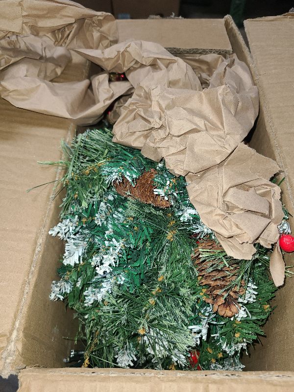 Photo 1 of 2 Pack 23" Outdoor Christmas Tree Urn Filler, Christmas Planter Filler with 50 LED Lights, Pine Cones, Christmas Balls & Red Berries, Tripod Stake for Outdoor Holiday Home Decorations