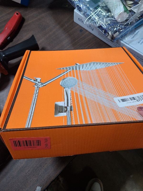 Photo 1 of 10 inch Rain Shower Head with Handheld Spray Stainless Steel, High Pressure Square Rainfall Showerhead Combo with 6 Handheld Sprayer, Detachable Shower Heads Waterfall Shower for Bathtub