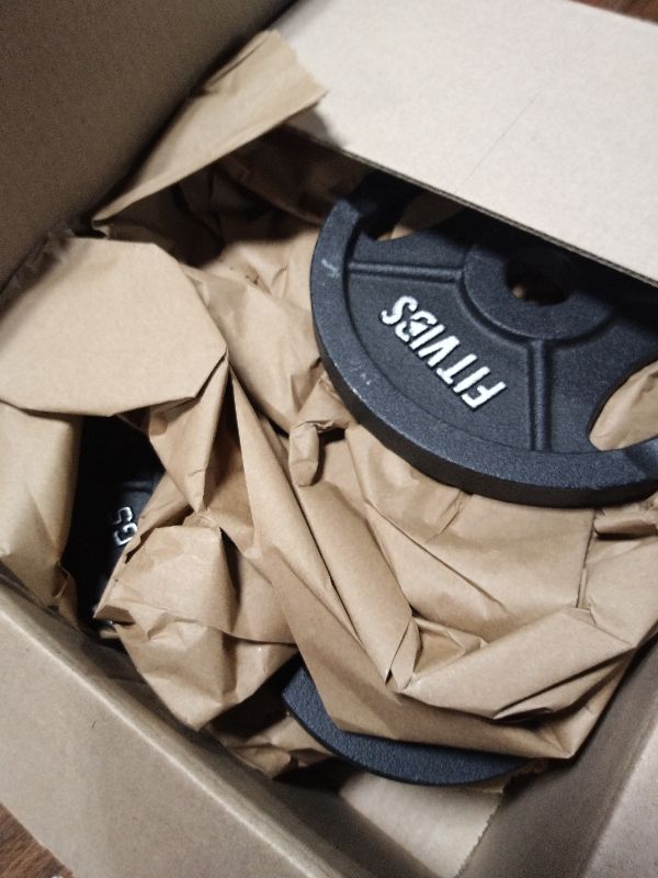 Photo 1 of **MSRP 44.43**Fitvids 1 Inch Standard Barbell Weight Plates, 2.5 LB to 45 LB Plates for Home Gym Strength Training, Deep Grip Edge