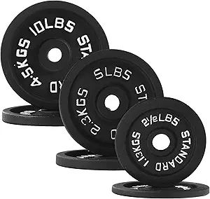 Photo 1 of **MSRP 44.43**Fitvids 1 Inch Standard Barbell Weight Plates, 2.5 LB to 45 LB Plates for Home Gym Strength Training, Deep Grip Edge