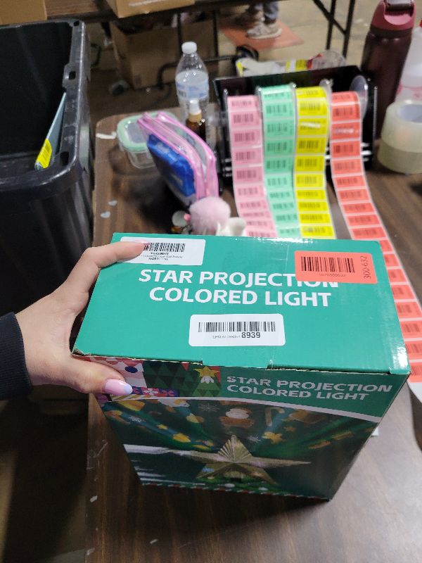 Photo 1 of [with Adjustable Base] 8.2 inch Christmas Star Tree Topper Projector with 4 Patterns and LED Lights Rotatable Projector Christmas Tree Star Topper Plug in for Indoor Office Xmas(4 Patterns, 3m Cable)