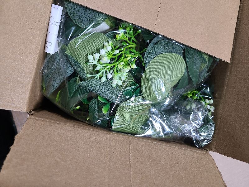 Photo 1 of 2 Pack 13Ft Artificial Spring Eucalyptus Flower Garland with White Roses, Fake Rose Flower Greenery Floral Garland Vines for Wedding Decorations Home Party Table Wall Mantle Backdrop Decor (White)