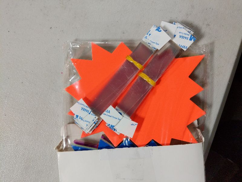Photo 1 of 120 Pieces Starburst Signs for Retail, 5*6.6 Inch Fluorescent Garage Sale Stickers, Multicolor Sale Signs for Retail Store, Garage Sale Supplies, Yard Sale Stickers with PVC Sticky Transparent Strip
