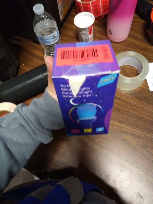 Photo 1 of 2 Pack Rechargeable Toilet Night Lights with 16-Color Motion Detection - Novelty Bathroom Bowl Light - Cool Funny Birthday Gag Stocking Stuffer Gadget Gifts for Adult Kids Men Father Dad Boys Toddlers