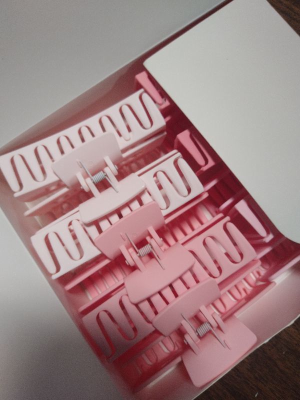 Photo 1 of 12 Pcs Pink Large Square Hair Claw Clips for Women, 4.3-Inch Matte Rectangle Claw, Strong Hold Non-slip Hair Clips for Thick & Thin Hair